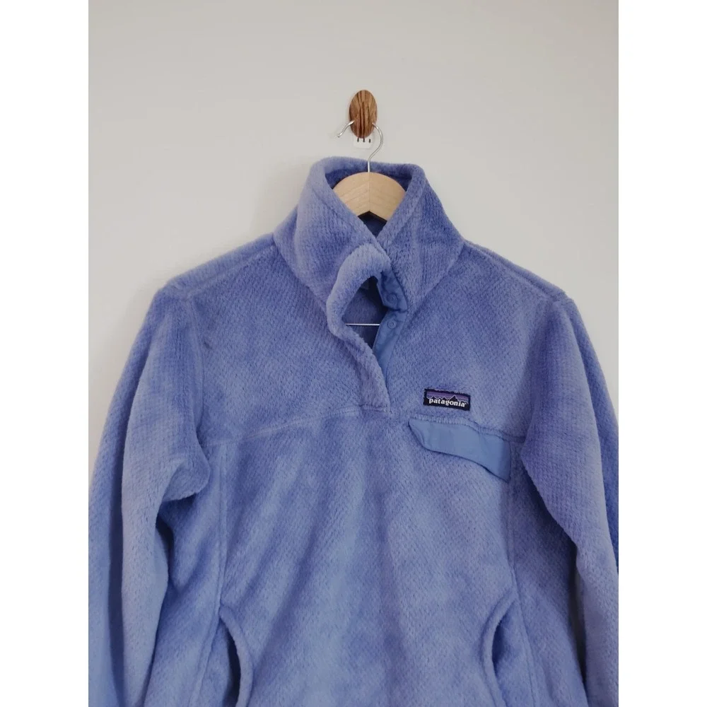 Patagonia Women M Re-Tool Snap-T Fleece Pullover Purple High Pile Western Biker - Picture 8 of 12